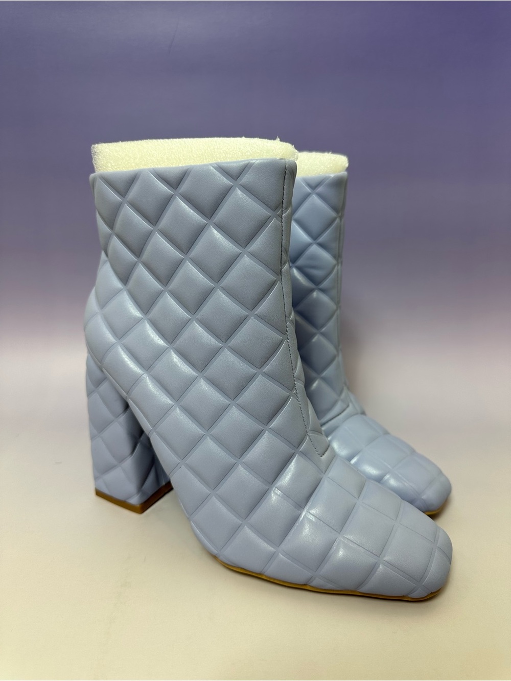 Cape Robbin Light Blue Quilted Block Heel Ankle Boots